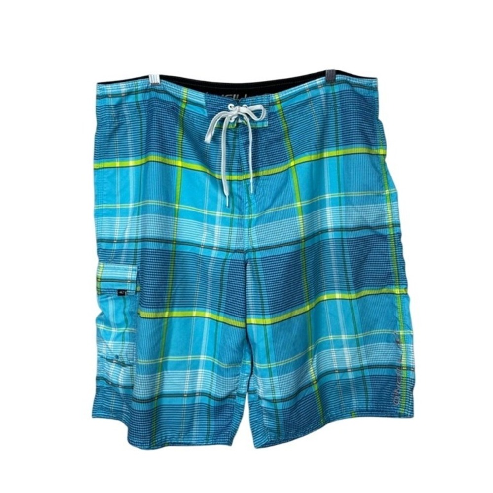 Men's O'Neill Blue Plaid Board Shorts Size‎ 38
